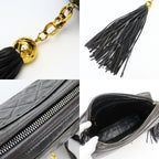 Chanel Shoulder Bag Quilted CC Logo Lambskin Black Gold — view 6