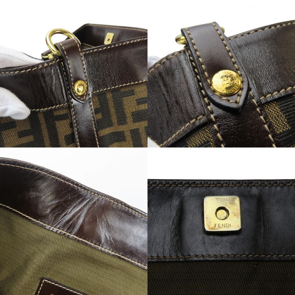 Fendi Tote Zucca Canvas Leather Brown Vertical Shape — view 7