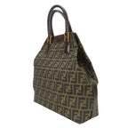 Fendi Tote Zucca Canvas Leather Brown Vertical Shape — view 2