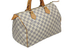 Louis Vuitton Damier Azur Speedy 30 Handbag White Gold Logo — view 3
