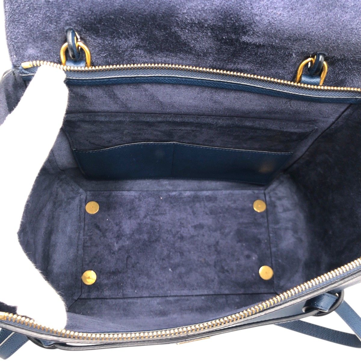 Celine Flap Belt Bag Mini Blue Leather — view 8