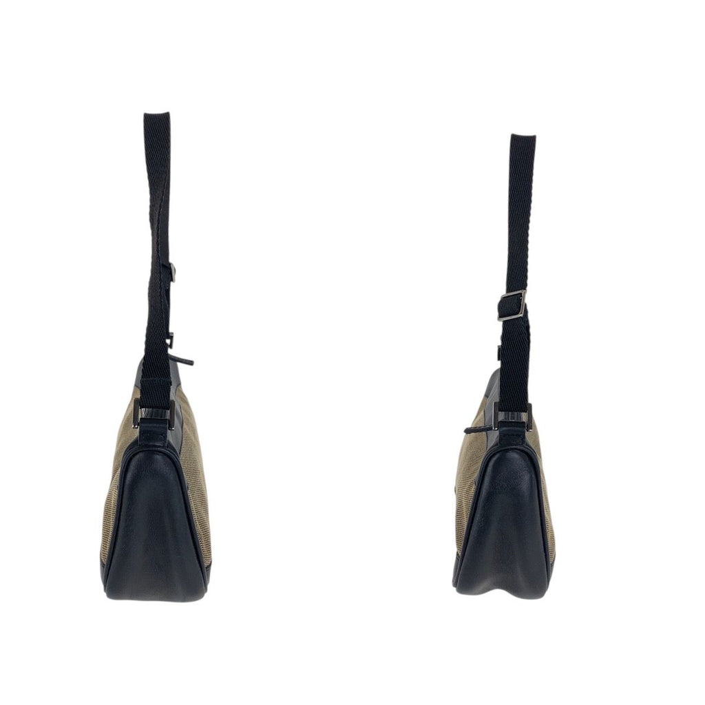 Gucci Black Beige Silver Canvas Leather Handbag Pouch — view 5