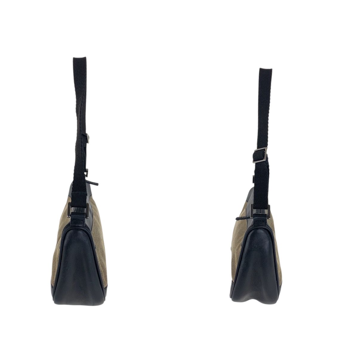 Gucci Black Beige Silver Canvas Leather Handbag Pouch — view 5