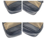 Gucci Black Beige Silver Canvas Leather Handbag Pouch — view 3