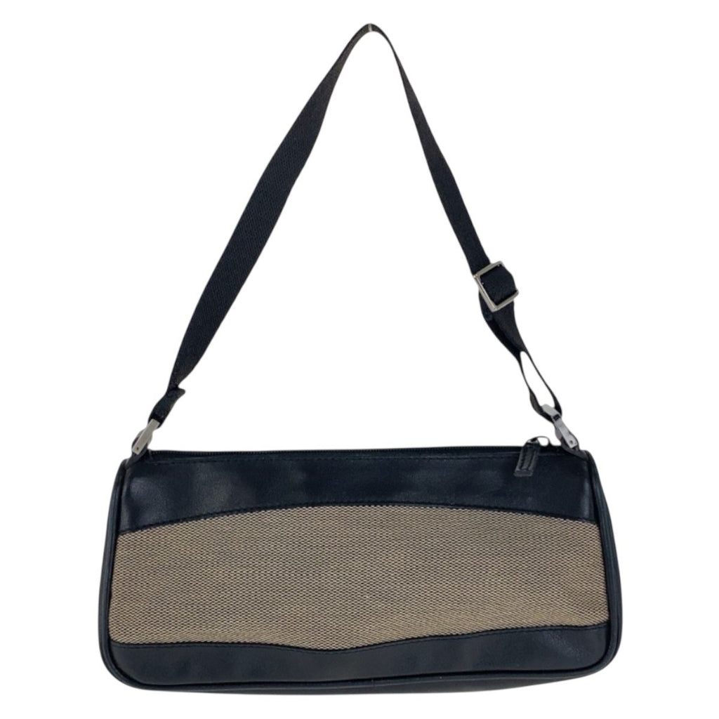 Gucci Black Beige Silver Canvas Leather Handbag Pouch — view 2