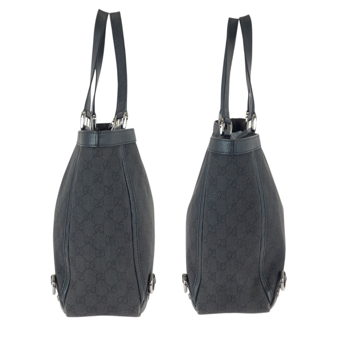 Gucci Abbey Black Silver GG Canvas Leather Tote Shoulder Bag — view 8