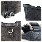 Gucci Abbey Black Silver GG Canvas Leather Tote Shoulder Bag — view 5