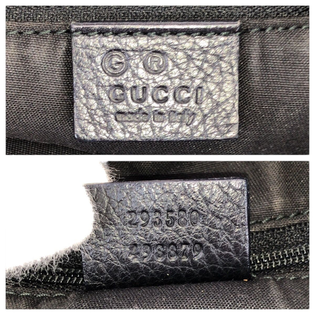 Gucci Abbey Black Silver GG Canvas Leather Tote Shoulder Bag — view 4