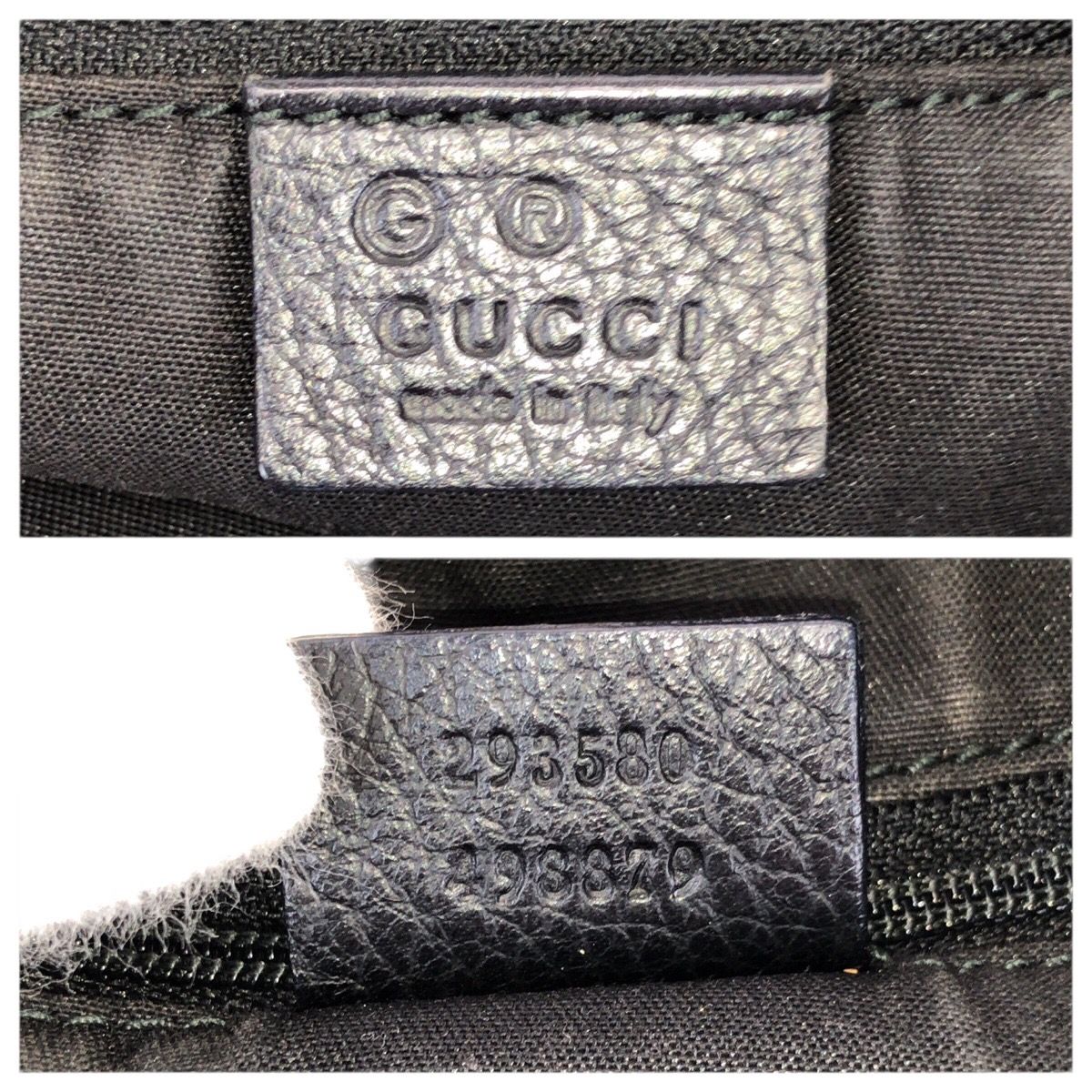 Gucci Abbey Black Silver GG Canvas Leather Tote Shoulder Bag — view 4