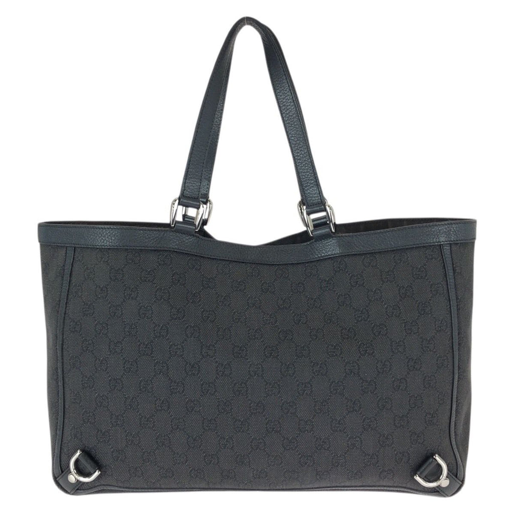 Gucci Abbey Black Silver GG Canvas Leather Tote Shoulder Bag — view 2