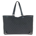 Gucci Abbey Black Silver GG Canvas Leather Tote Shoulder Bag — view 2