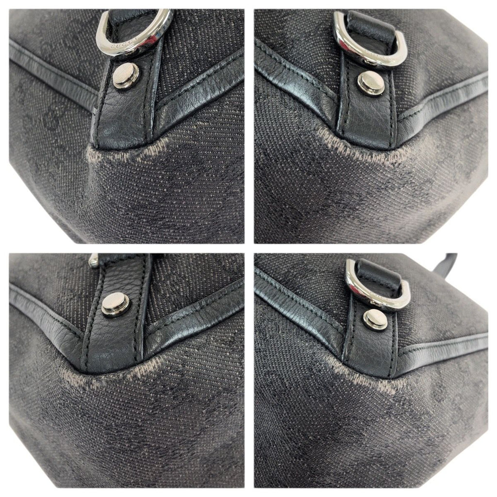Gucci Abbey Black Silver GG Canvas Leather Tote Shoulder Bag — view 3