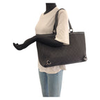 Gucci Abbey Black Silver GG Canvas Leather Tote Shoulder Bag — view 7