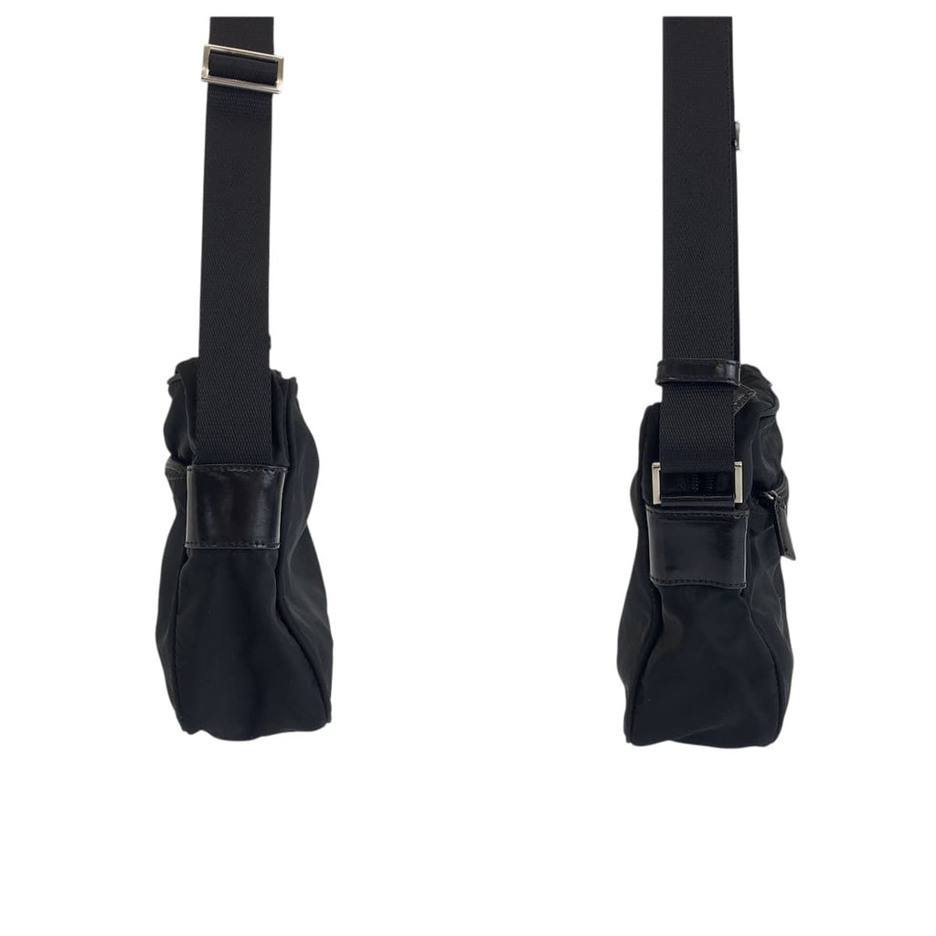 Prada Tessuto Black Silver Nylon Shoulder Bag — view 8