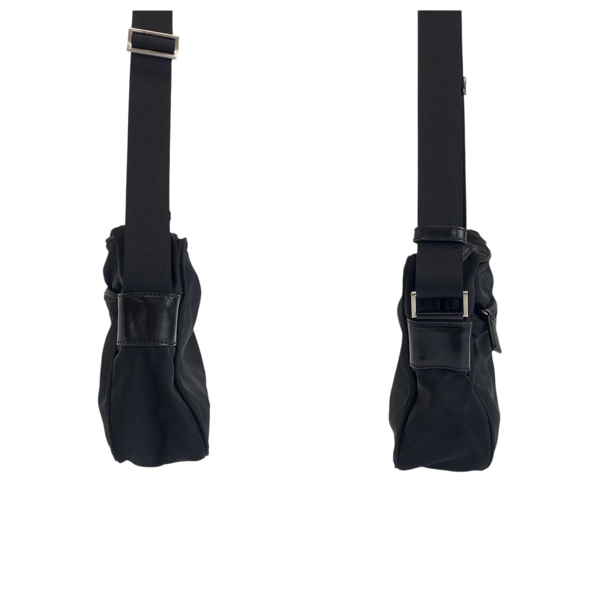 Prada Tessuto Black Silver Nylon Shoulder Bag — view 8