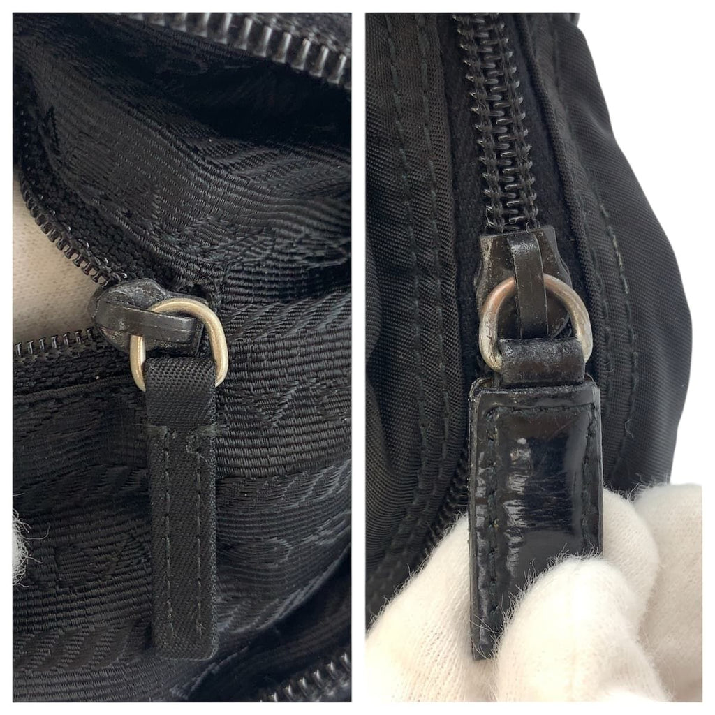 Prada Tessuto Black Silver Nylon Shoulder Bag — view 6