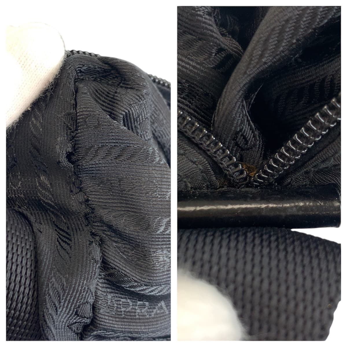 Prada Tessuto Black Silver Nylon Shoulder Bag — view 5