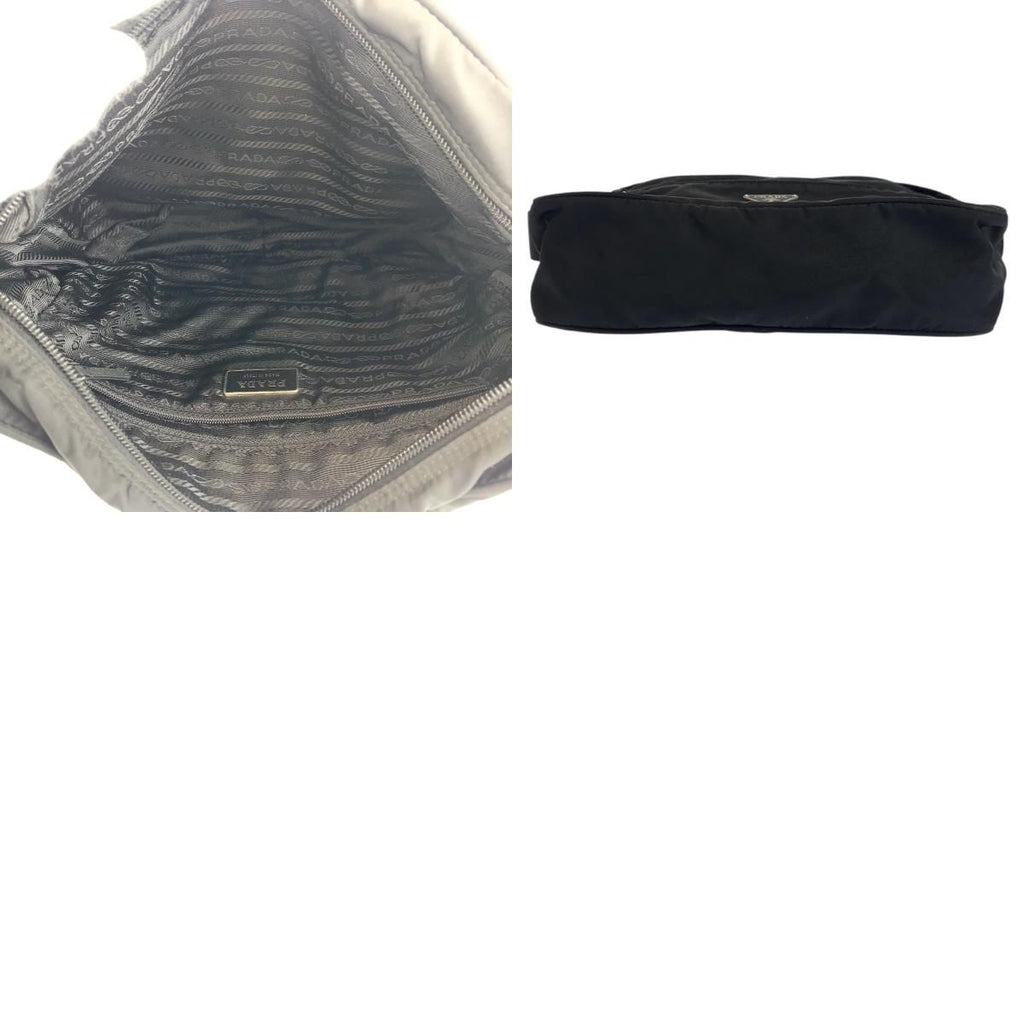 Prada Tessuto Black Silver Nylon Shoulder Bag — view 9