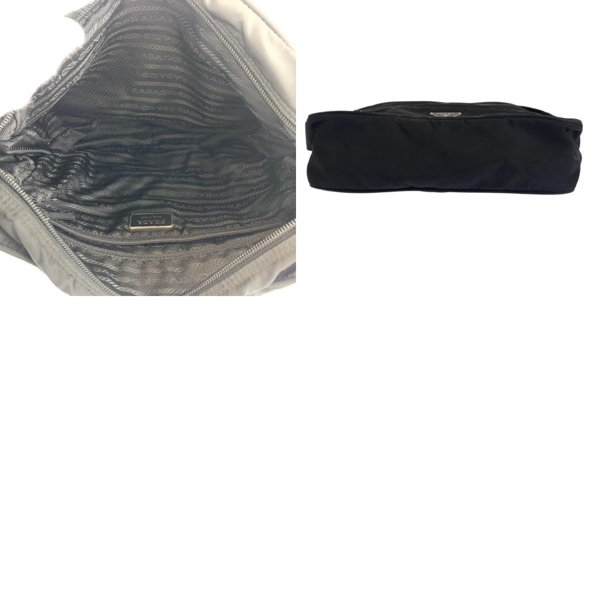 Prada Tessuto Black Silver Nylon Shoulder Bag — view 9