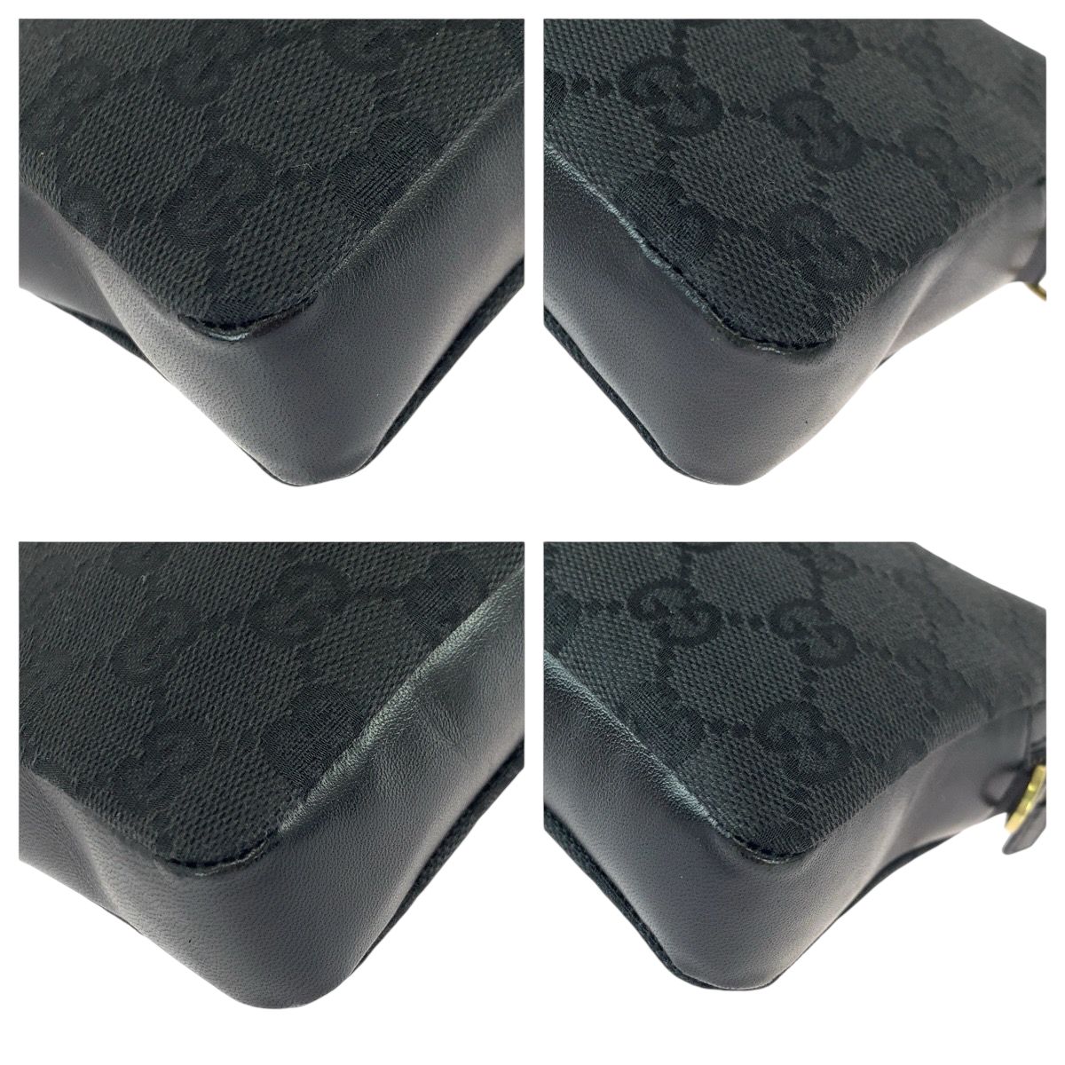 Gucci Black Gold GG Canvas Leather Shoulder Bag Mini — view 3
