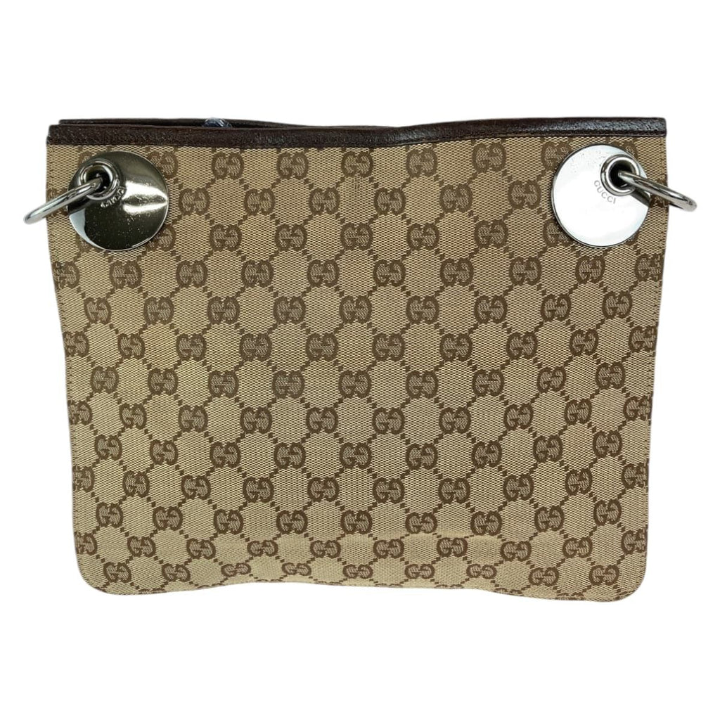 Gucci Eclipse Brown Silver GG Canvas Shoulder Bag — view 2
