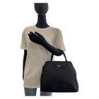 Prada Tessuto Black Silver Nylon Tote — view 6