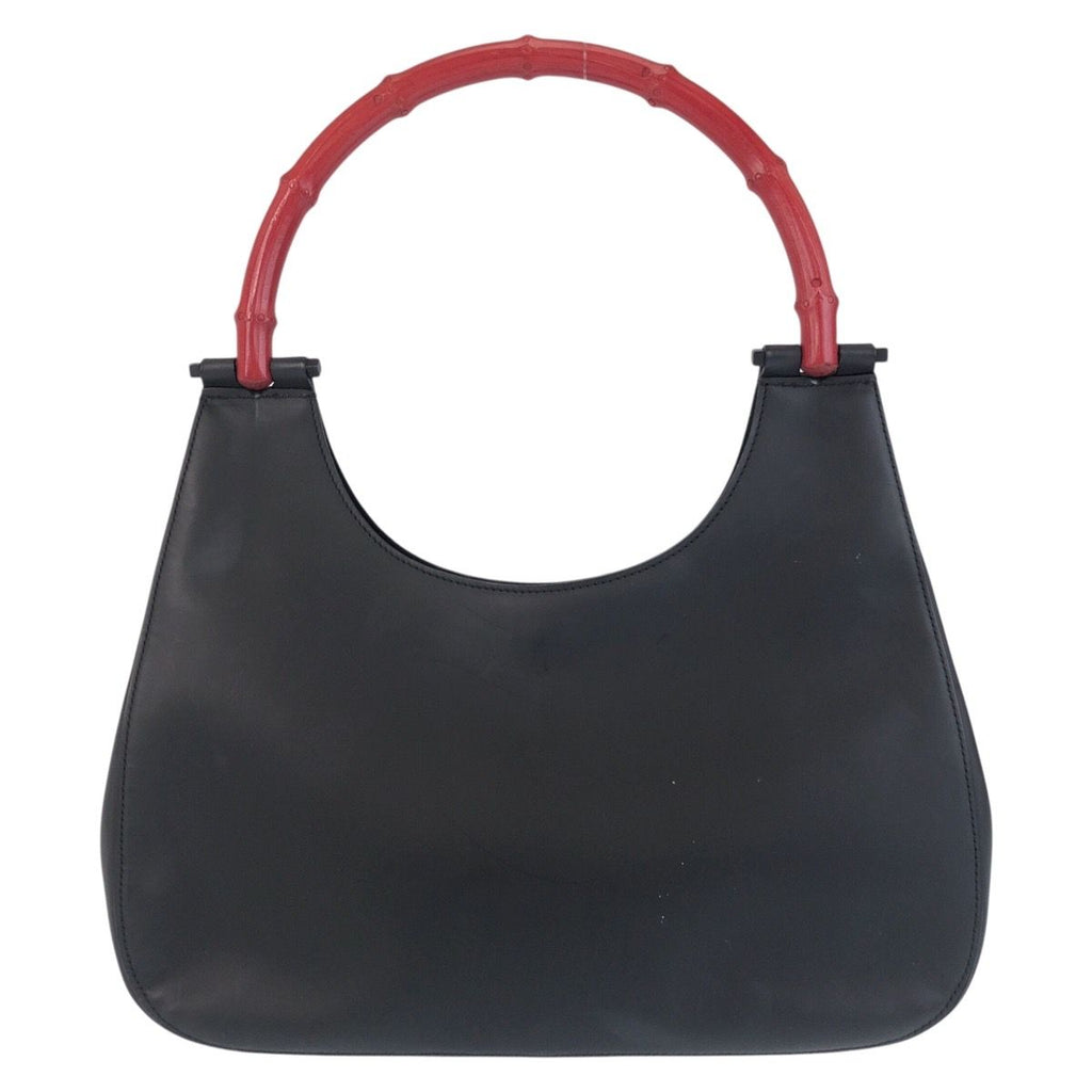 Gucci Bamboo Black Red Leather 001 Shoulder Bag Hobo — view 2