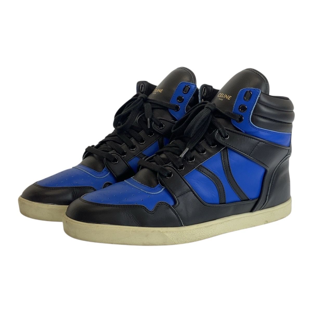 Celine 43 Blue Black Leather Sneakers High Cut — view 8