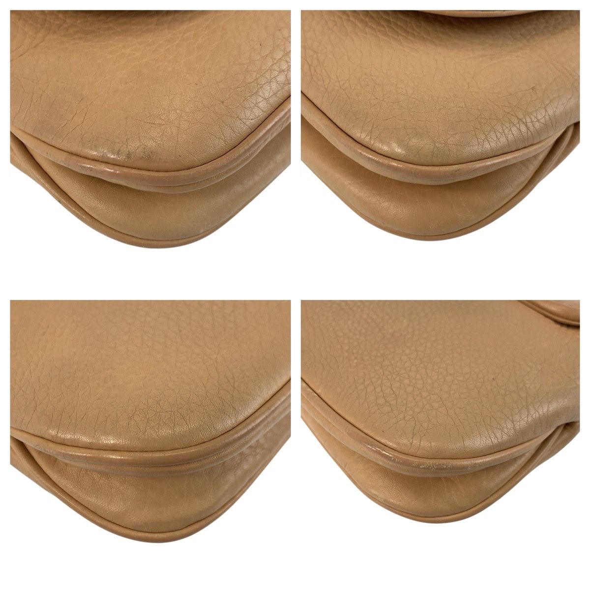 Gucci Double Beige Gold Leather Chain Shoulder Bag Pochette — view 3
