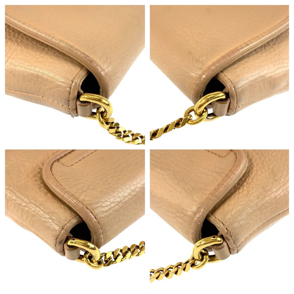 Gucci Double Beige Gold Leather Chain Shoulder Bag Pochette — view 4
