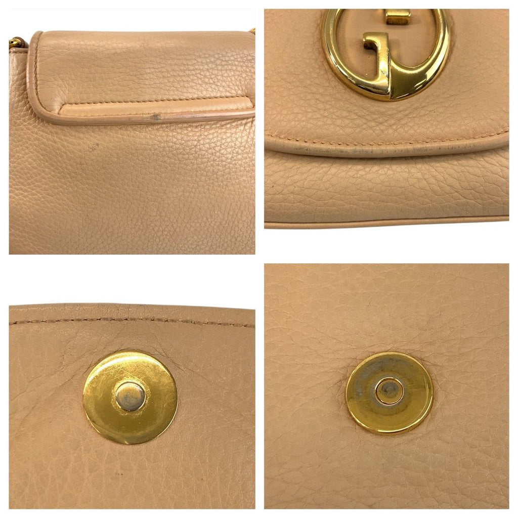 Gucci Double Beige Gold Leather Chain Shoulder Bag Pochette — view 6