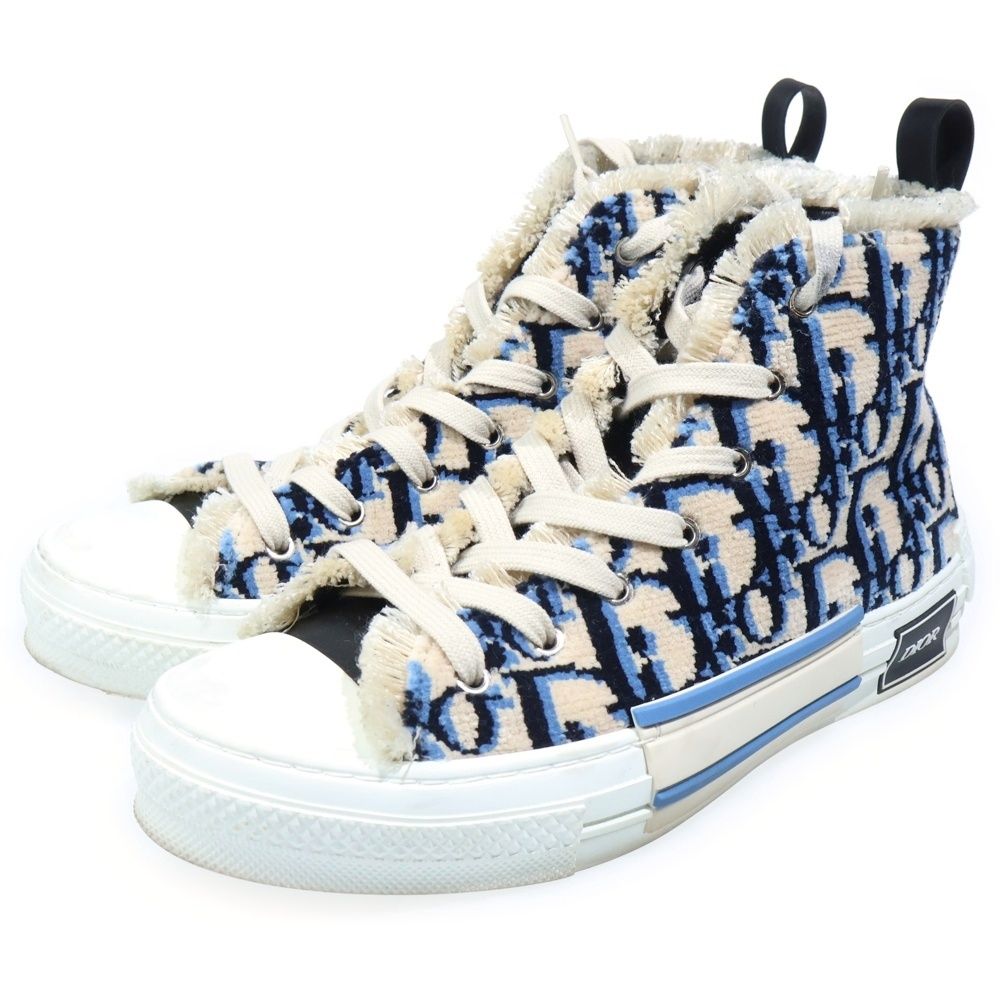 Dior High Top Tapestry Oak Bree Allover Pattern Cut Sneakers Beige — view 2