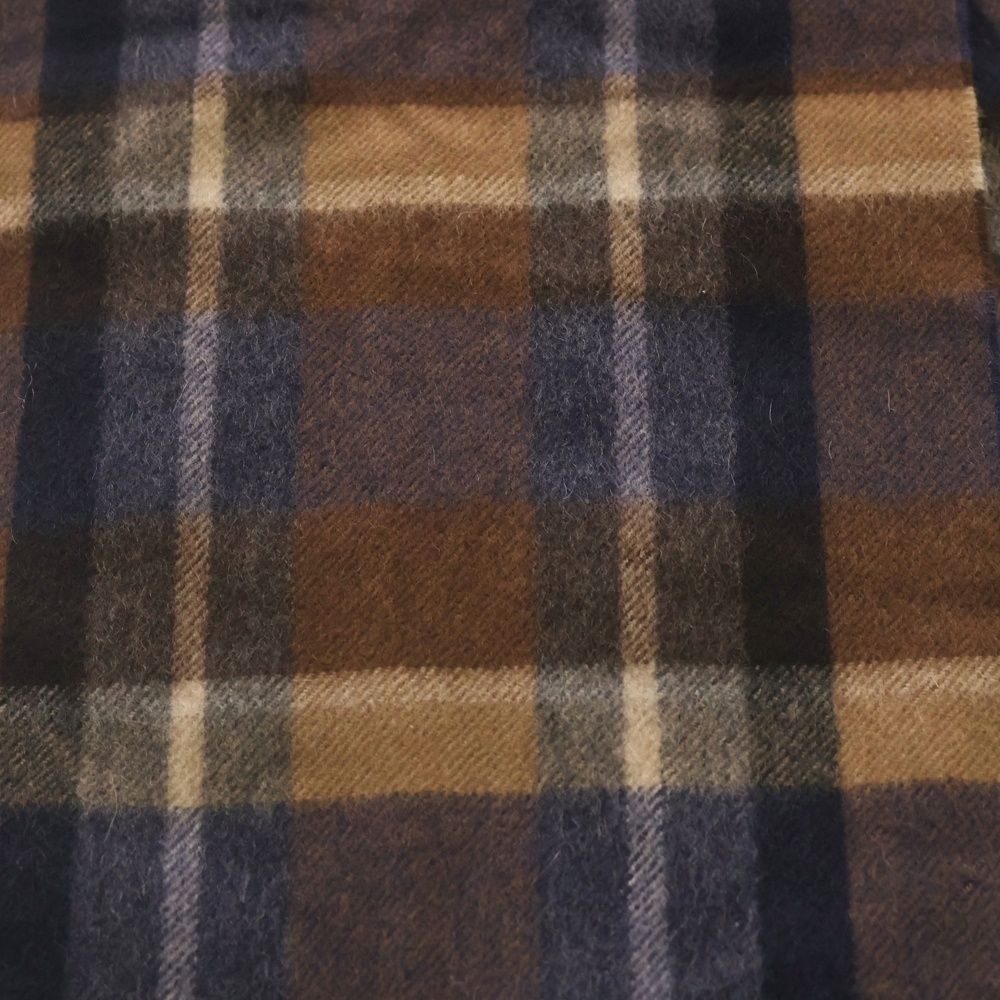 Prada Logo Embroidery Check Muffler Shawl Brown Scarf — view 2