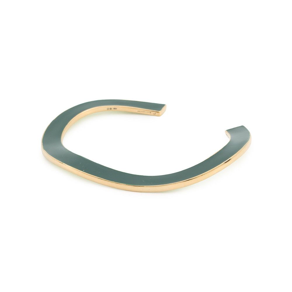 Bottega Veneta Bracelet Curve Calf Bangle Enamel Green Lime — view 2