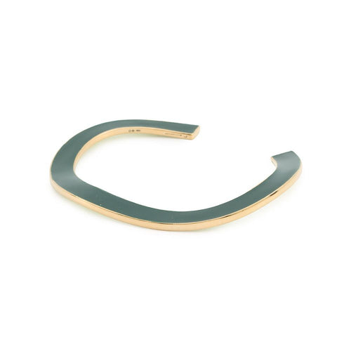 Bottega Veneta Bracelet Curve Calf Bangle Enamel Green Lime — view 2