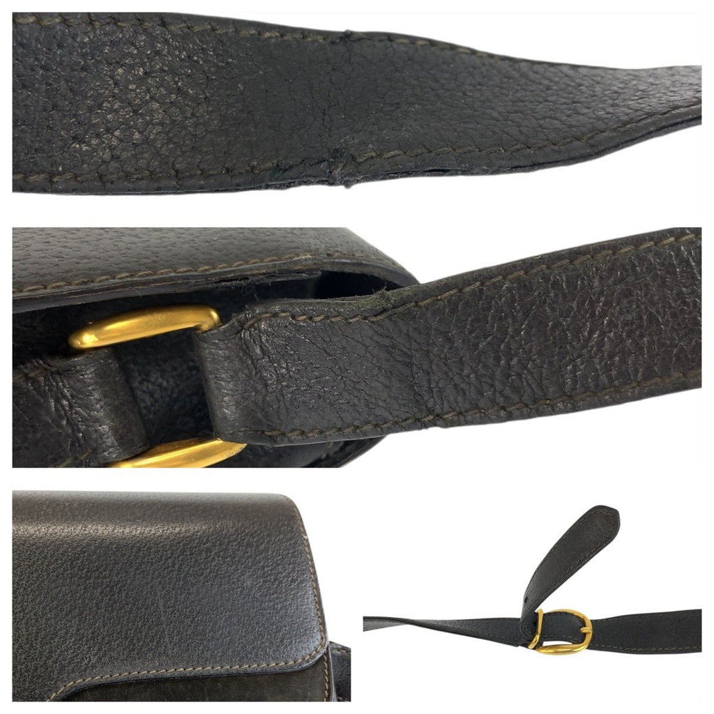 Gucci Black Gold Leather Suede 001 406 Shoulder Bag Pochette — view 5