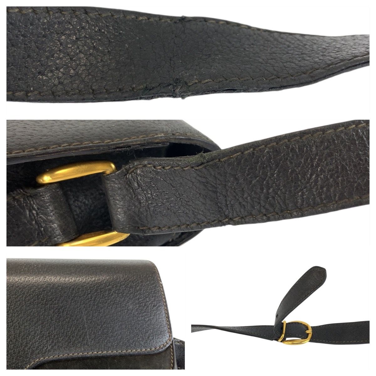 Gucci Black Gold Leather Suede 001 406 Shoulder Bag Pochette — view 5