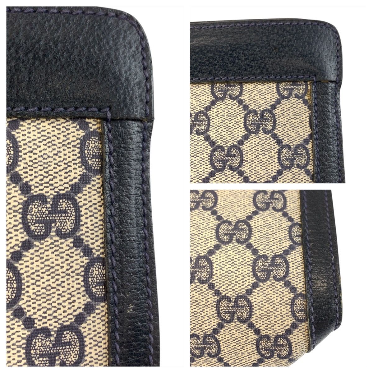Gucci Vintage Sherry Line Gray GG Supreme Canvas 89 Clutch — view 5