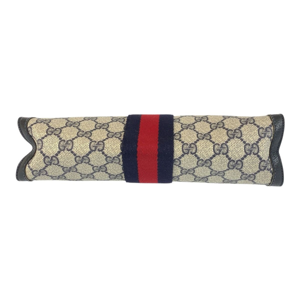 Gucci Vintage Sherry Line Gray GG Supreme Canvas 89 Clutch — view 8