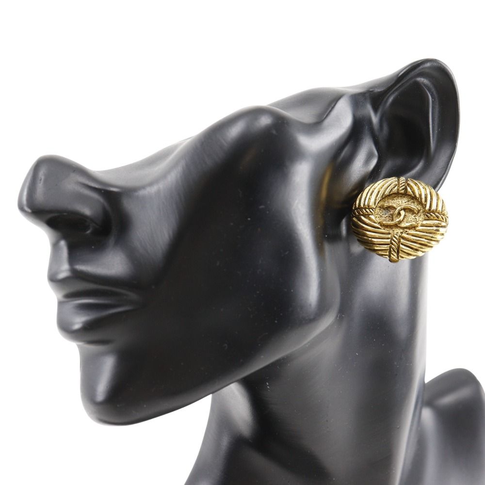 Chanel CC Logo Vintage Gold Plated Earrings — view 2