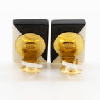 Chanel CC Logo Square Plastic Black White Earrings — view 4