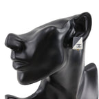 Chanel CC Logo Square Plastic Black White Earrings — view 2