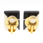 Chanel CC Logo Square Plastic Black White Earrings — view 3