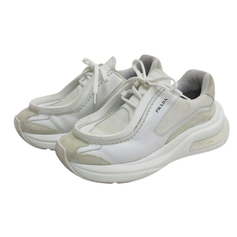 Prada System Low Cut Sneakers Triangle Logo White 7 AA — view 2