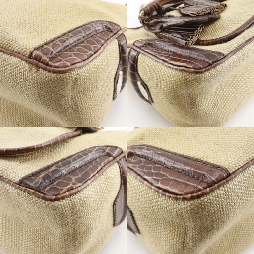 Celine Boogie Bag Triomphe Charm Straw Shape Pressed Leather Brown — view 4