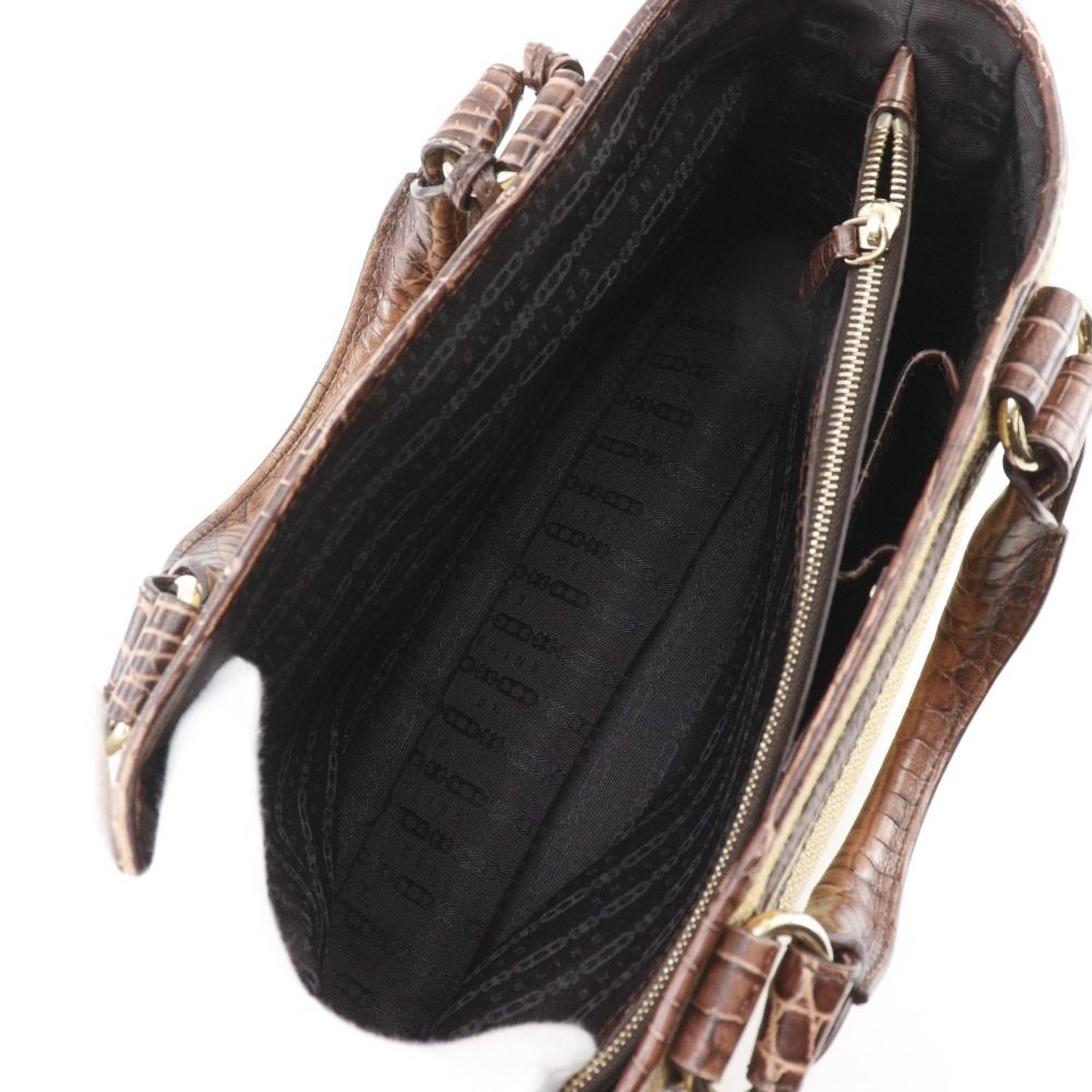 Celine Boogie Bag Triomphe Charm Straw Shape Pressed Leather Brown — view 6