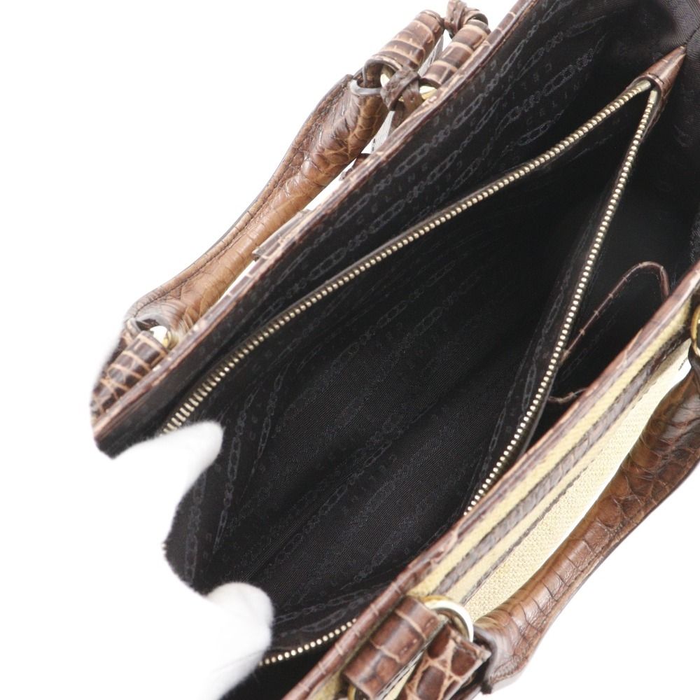 Celine Boogie Bag Triomphe Charm Straw Shape Pressed Leather Brown — view 7