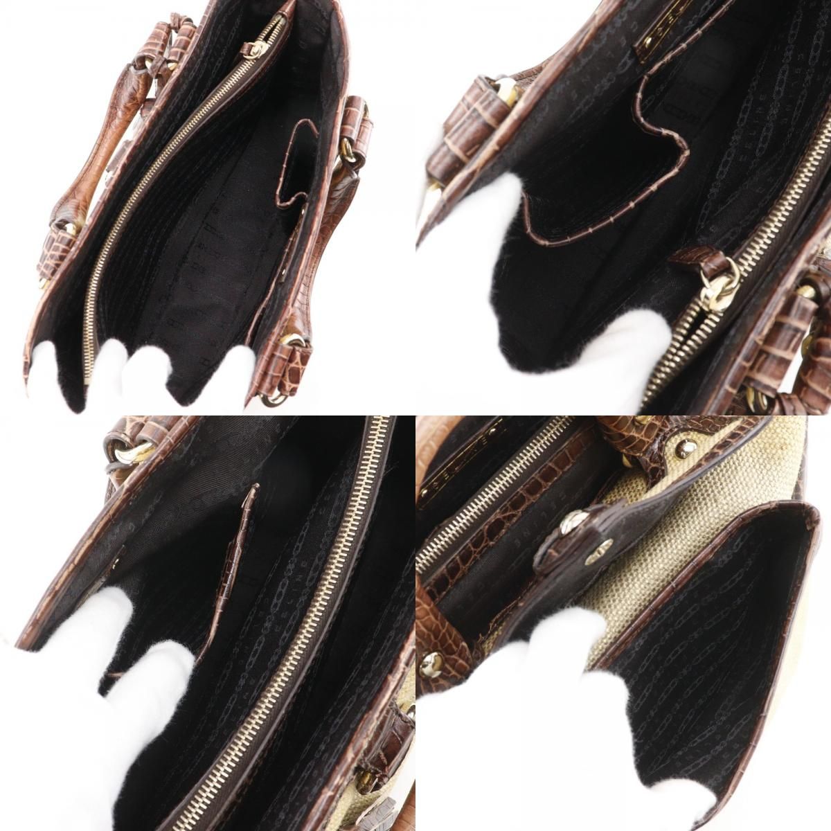 Celine Boogie Bag Triomphe Charm Straw Shape Pressed Leather Brown — view 8