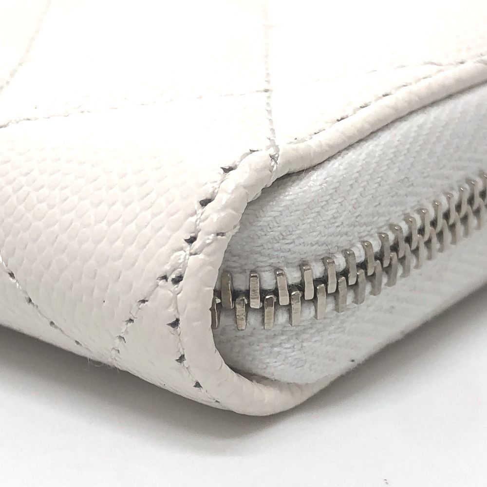 Chanel Long Wallet Star CC Logo Caviar Leather White — view 6