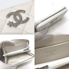 Chanel Long Wallet Star CC Logo Caviar Leather White — view 8